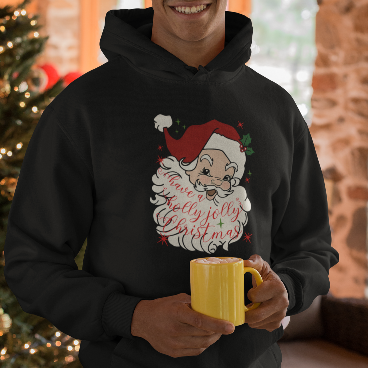 Vintage Christmas Santa Claus Face Xmas Funny Old Fashioned Hoodie - Wonder Print Shop