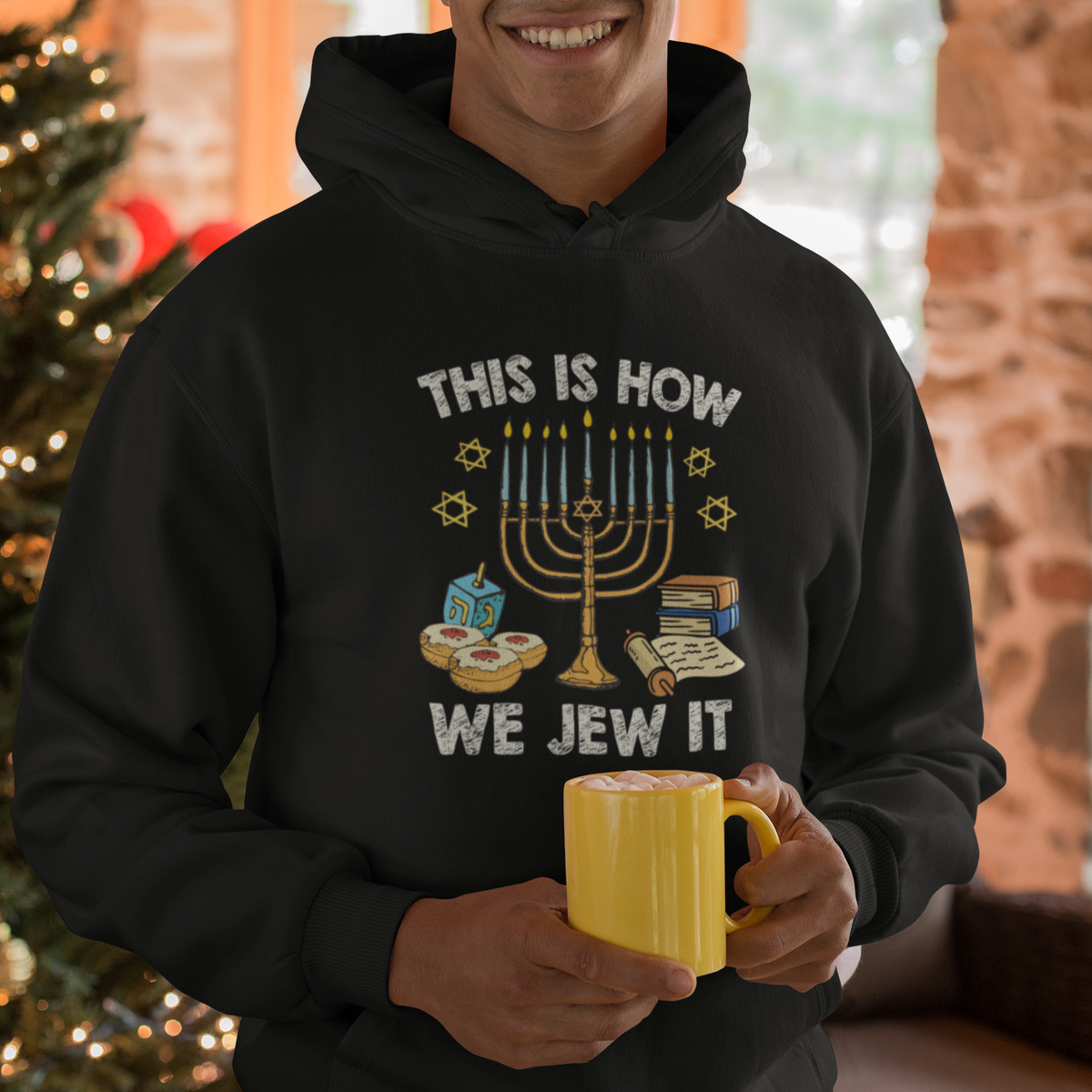 Funny Hanukkah Hoodie This How We Jew It Jewish Menorah Chanukah - Wonder Print Shop