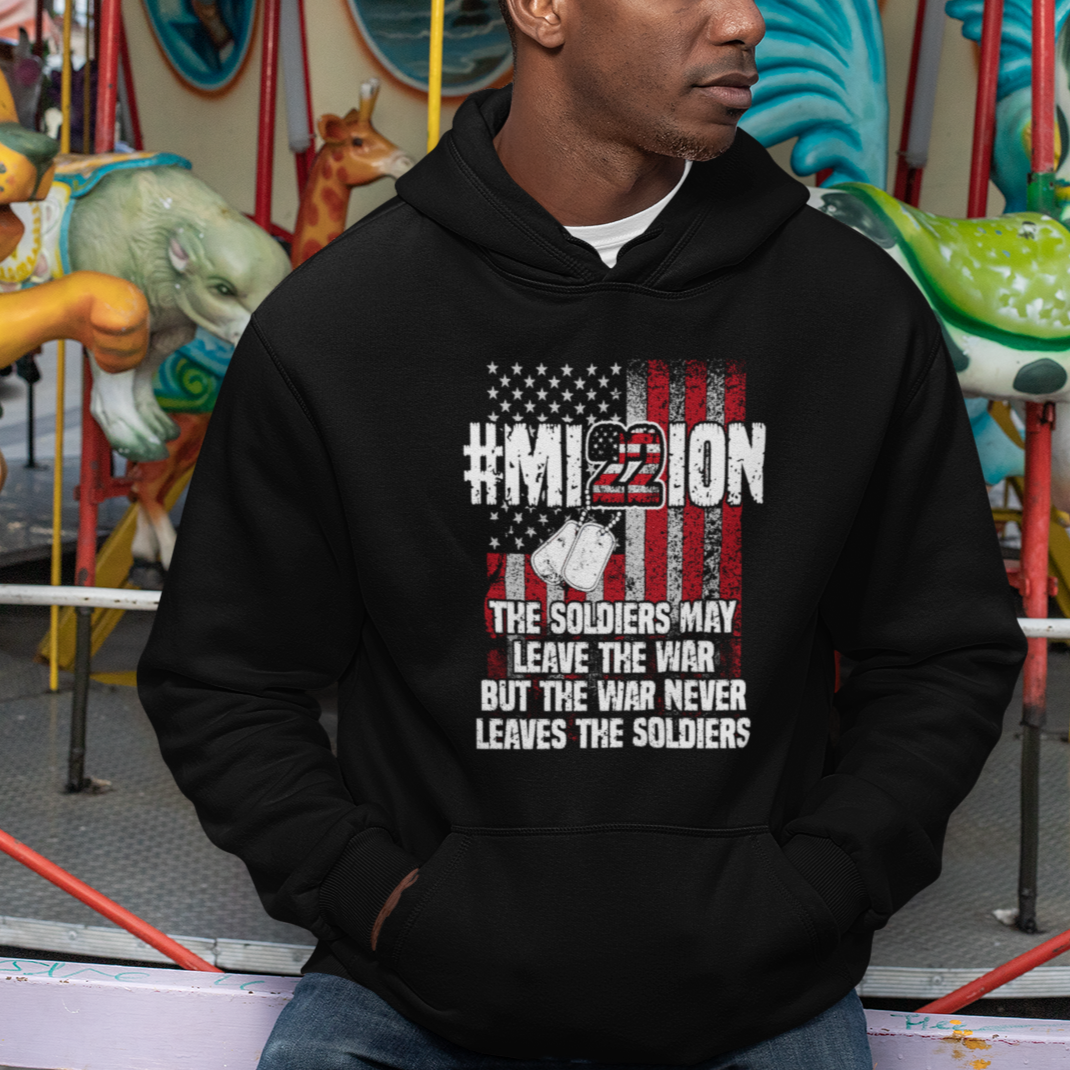 Veteran PTSD Hoodie Mission Save 22 Every Day American Flag Suicide Awareness - Wonder Print Shop