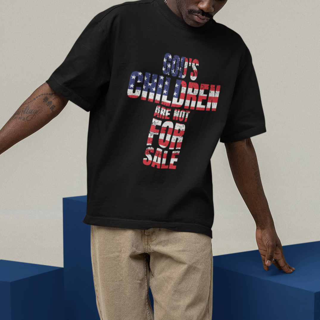 End Human Trafficking T Shirt God's Children Are Not For Sale Christian Jesus American Flag - Wonder Print Shop