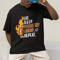 Fantasy Football T Shirt Eat Sleep Check My Lineup Repeat Player - Wonder Print Shop