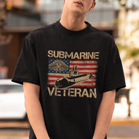 Navy Veteran T Shirt American Flag Submarine - Wonder Print Shop