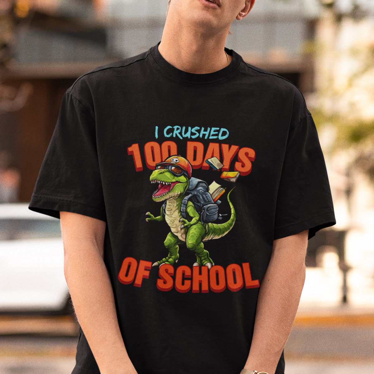 100 Days of School Dinosaur T Shirt I Crushed - Wonder Print Shop