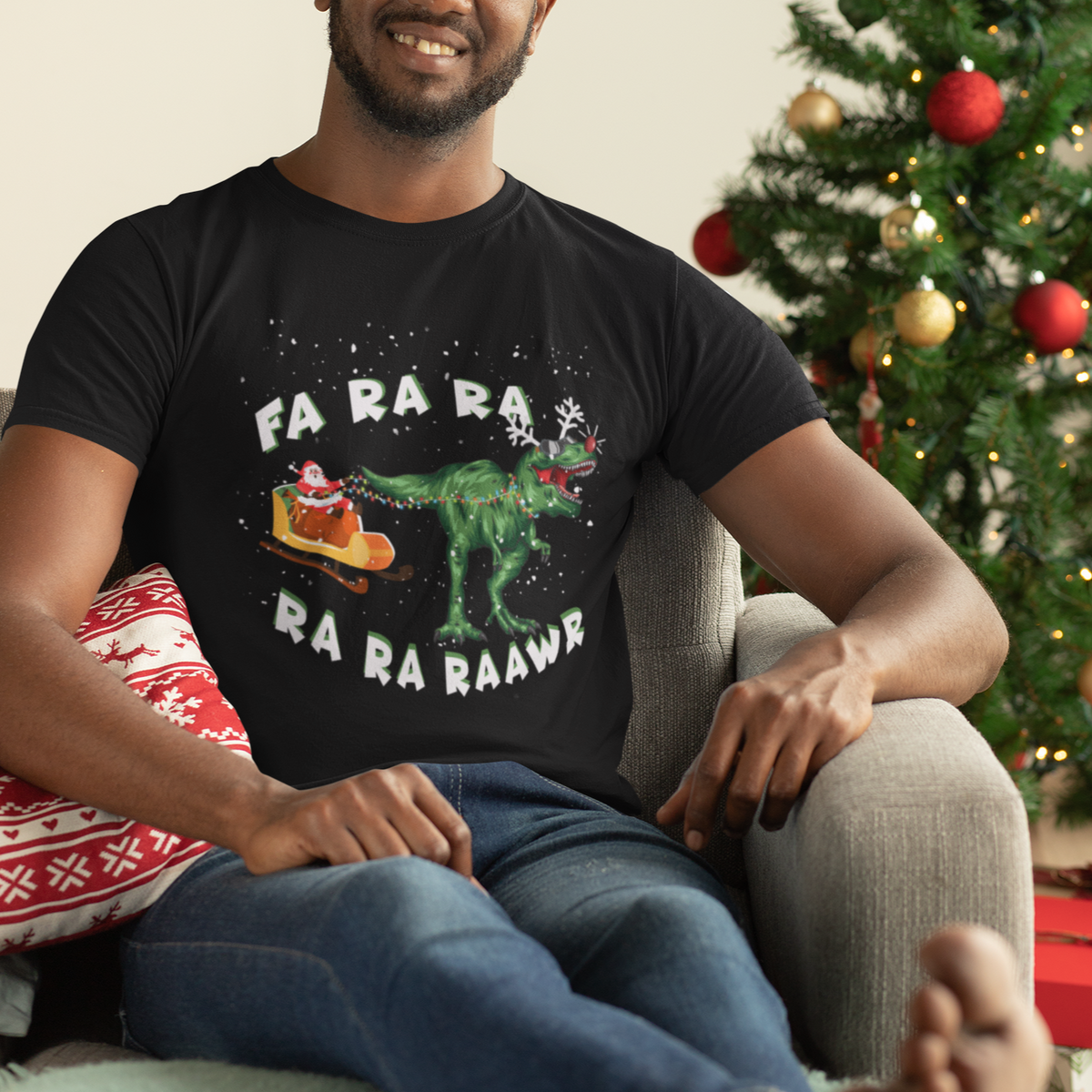 Christmas T Shirt Tree Rex Fa Ra Rawr T-Rex Dinosaur - Wonder Print Shop