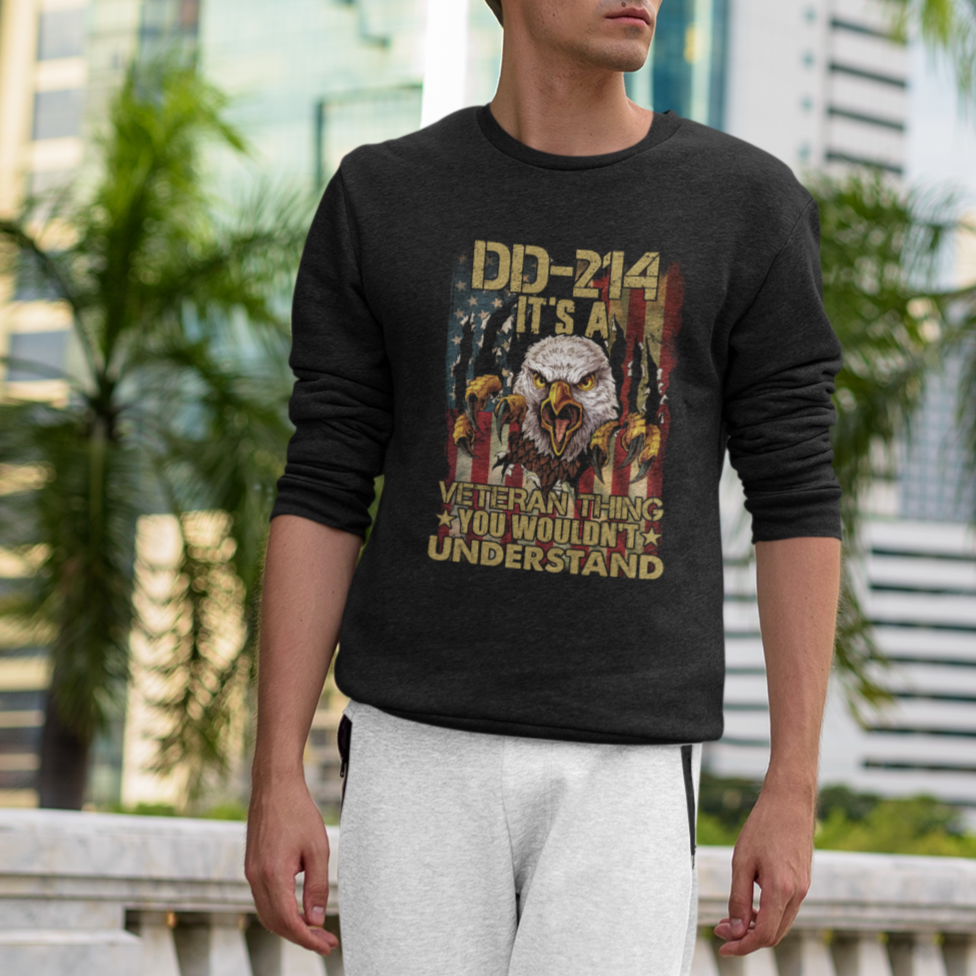 Veteran Sweatshirt DD-214 It's A Veteran Thing You Wouldn't Understand US Flag Bald Eagle - Wonder Print Shop