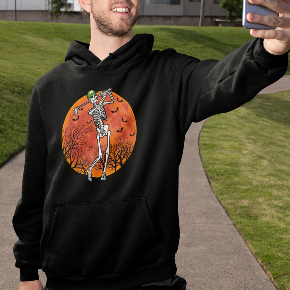 Golfing Skeleton Hoodie Funny Golf Skeleton Golf Lover Golfer Halloween Costume - Wonder Print Shop
