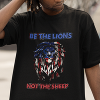 Be The Lion Not The Sheep Patriotic Lion American Patriot US Flag Retro T Shirt - Wonder Print Shop