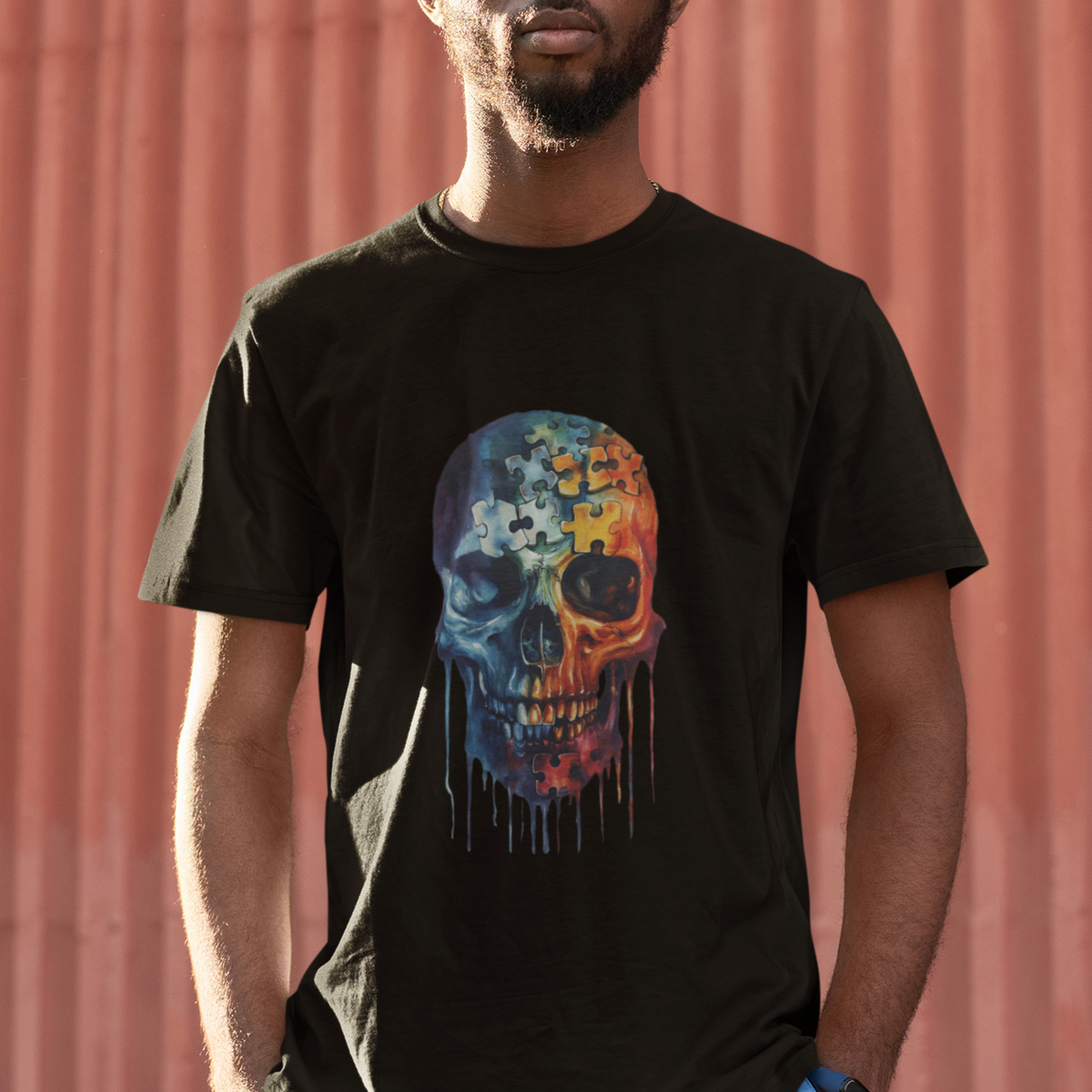 Autism Awareness Cool Puzzle Skull T Shirt - Wonder Print Shop