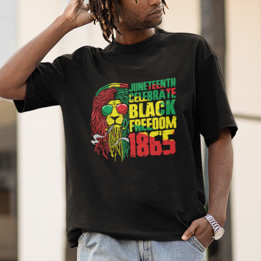 Juneteenth T Shirt Juneteenth Locs Hair Lion Celebrate Black Freedom 1865 - Wonder Print Shop