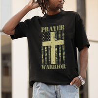 Christian Patriotic T Shirt Prayer Warrior Camo American Flag Bible Verse Faith Jesus - Wonder Print Shop