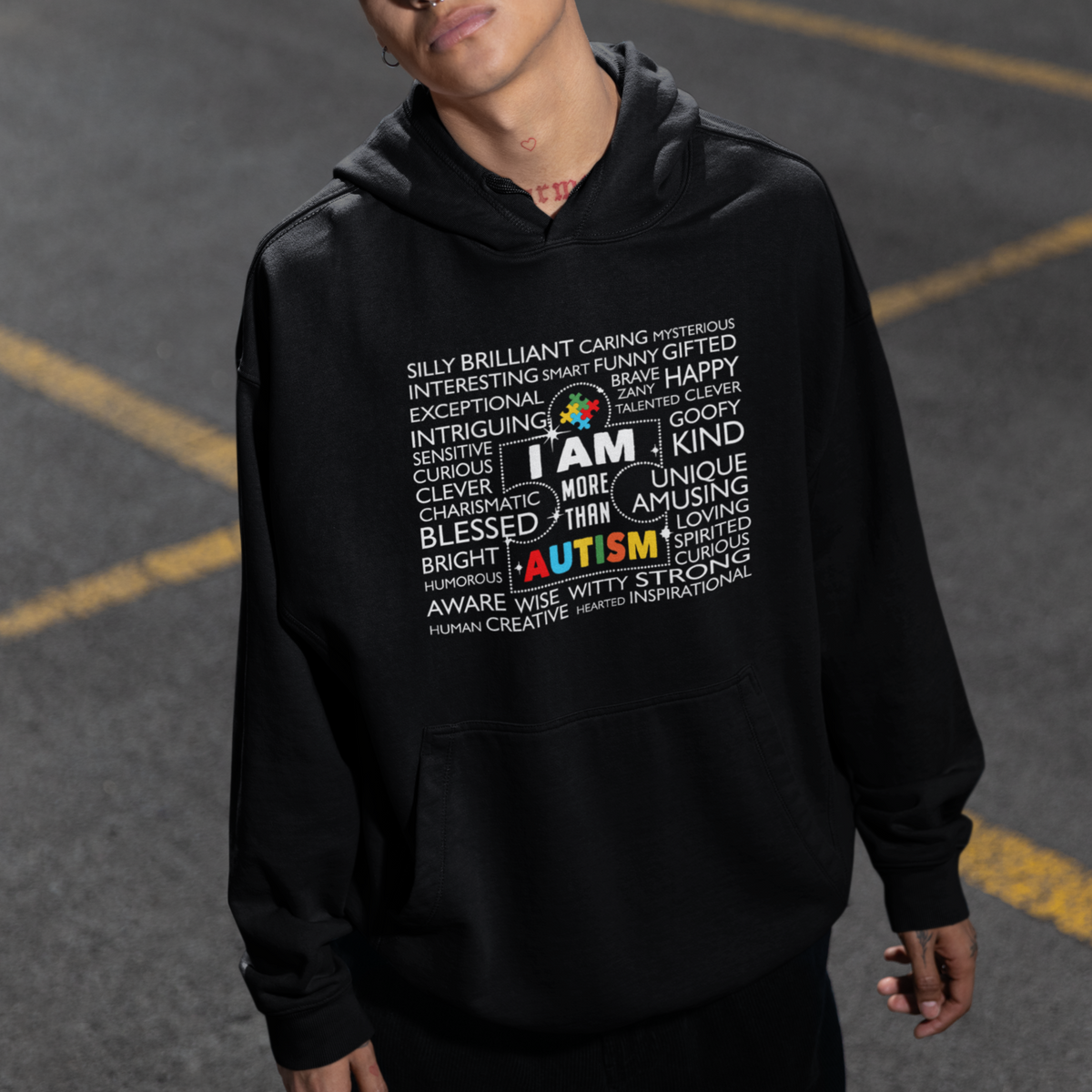Autism Awareness Hoodie I Am More Than Autism Brilliant Strong Unique Brave Happy Creative - Wonder Print Shop