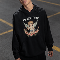 Valentine's Day Hoodie I'd Hit That Cupid Vintage Art Rose - Wonder Print Shop