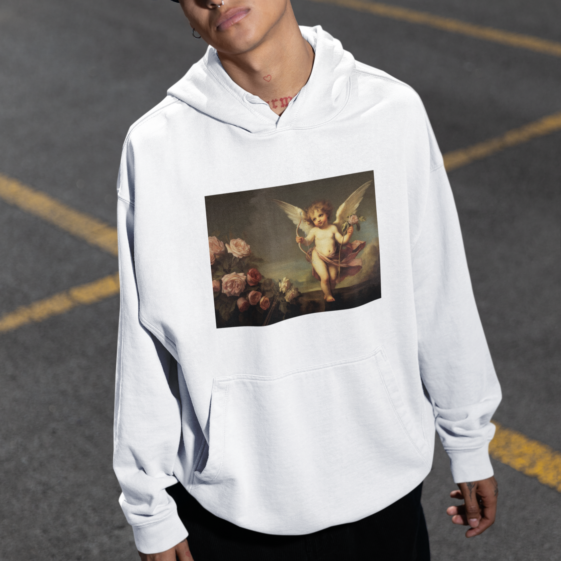 Valentine's Day Hoodie Cupid Cherubs Art Valentine Angel Rose Garden Aesthetic - Wonder Print Shop
