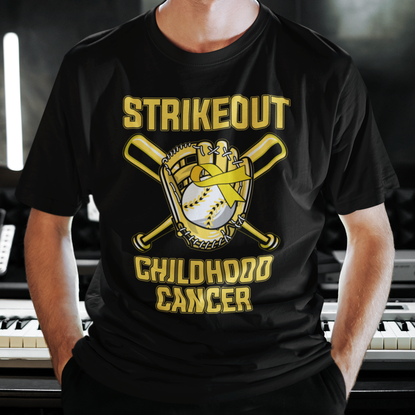 Childhood Cancer Awareness T Shirt Strikeout Childhood Cancer Baseball Support Pediatric Cancer - Wonder Print Shop