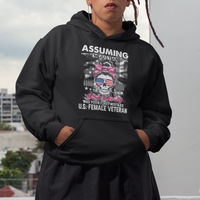 Female Veteran Hoodie Assuming I'm Just An Old Lady Was Your First Mistake American Messy Bun - Wonder Print Shop