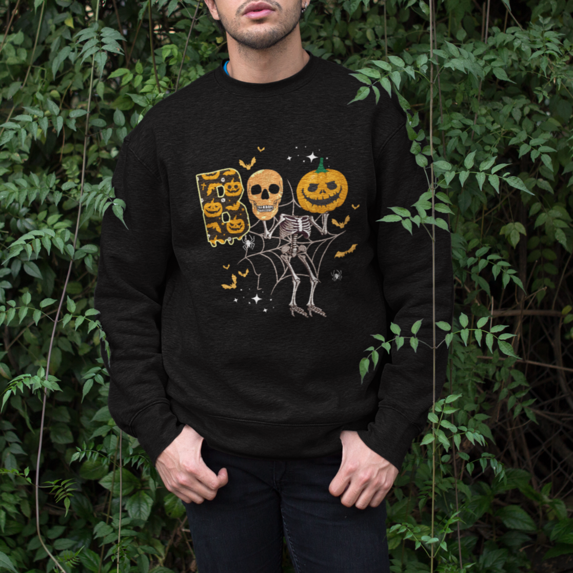 Halloween Sweatshirt Spooky Boo Dancing Skeleton Skull Scary Pumpkin Halloween T-Shirt for Halloween lovers, Spooky Season Shirt, Ghosts - Wonder Print Shop