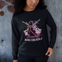 Female Veteran Sweatshirt Beautiful And Deadly Proud American Women Soldier - Wonder Print Shop