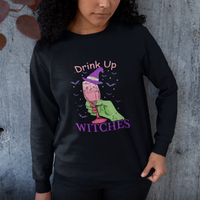 Drinking Witch Sweatshirt Drink Up Witches Wine Lover - Wonder Print Shop