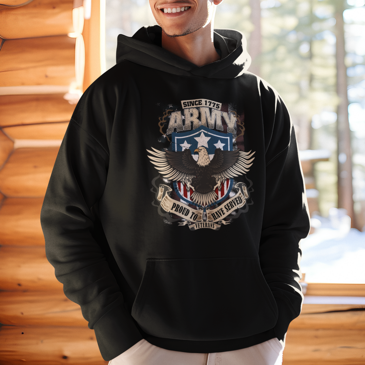 American Veteran Hoodie Since 1775 Army Proud To Have Served Veterant - Wonder Print Shop