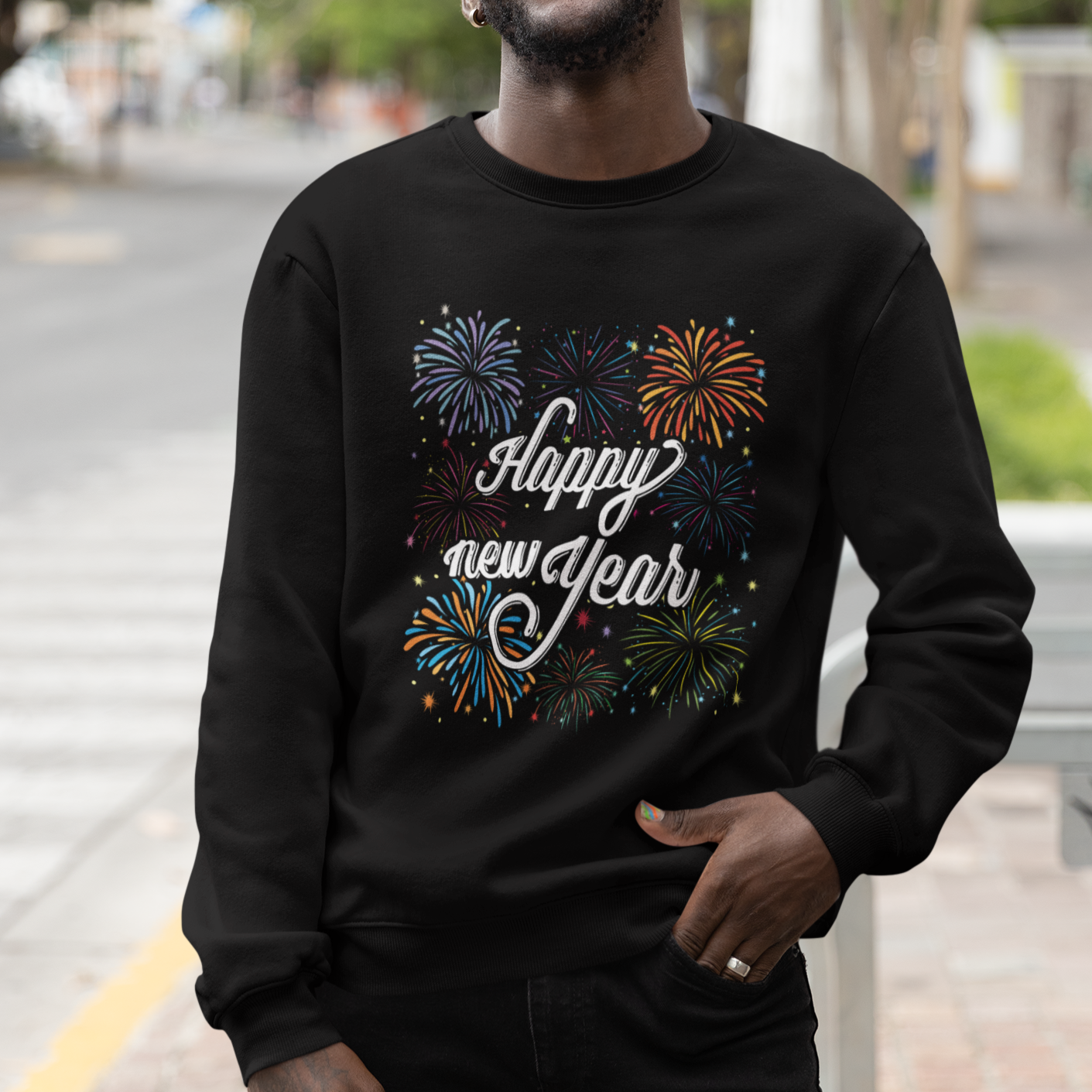 Happy New Year Colorful Firework Lucky Years Sweatshirt - Wonder Print Shop