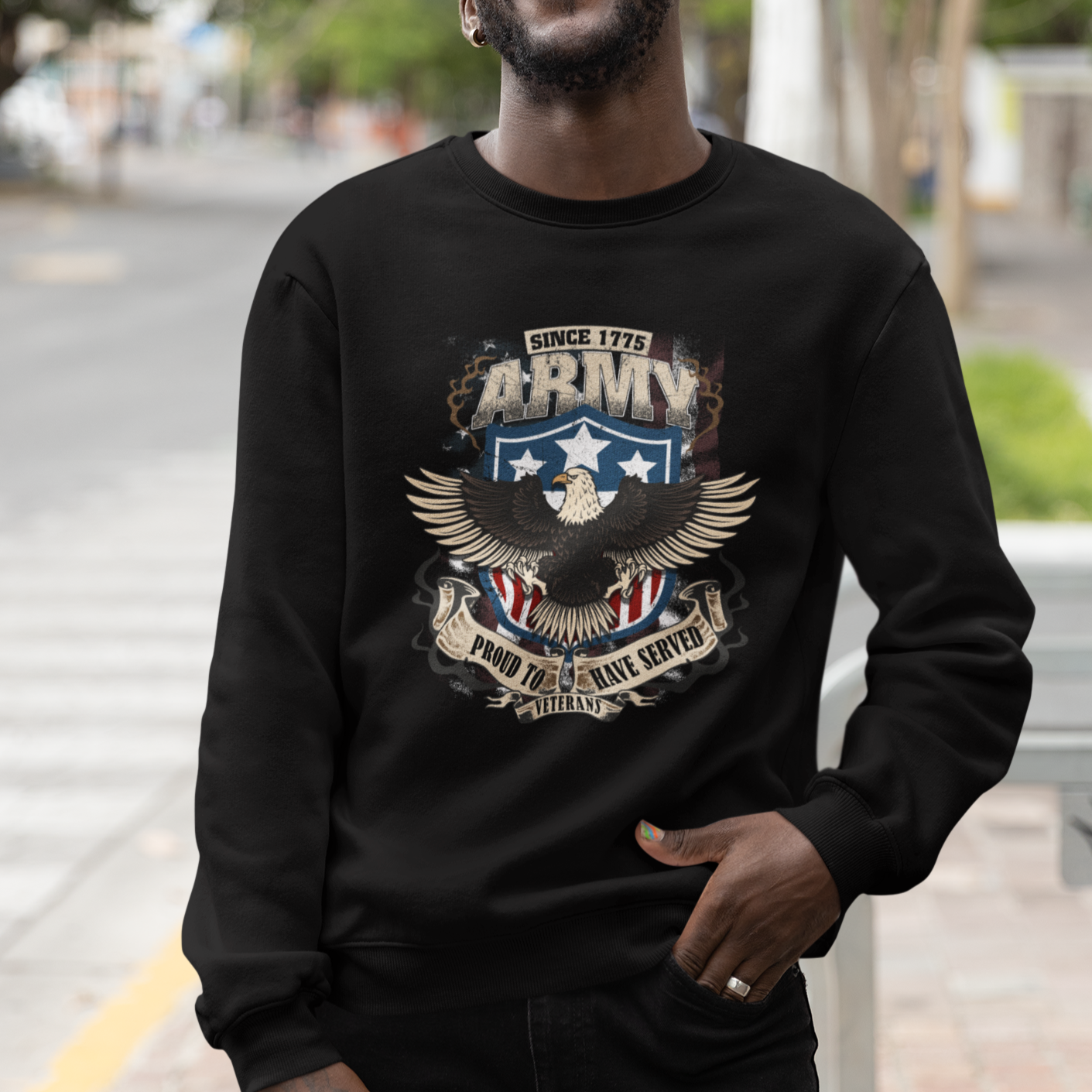 American Veteran Sweatshirt Since 1775 Army Proud To Have Served Veterant - Wonder Print Shop