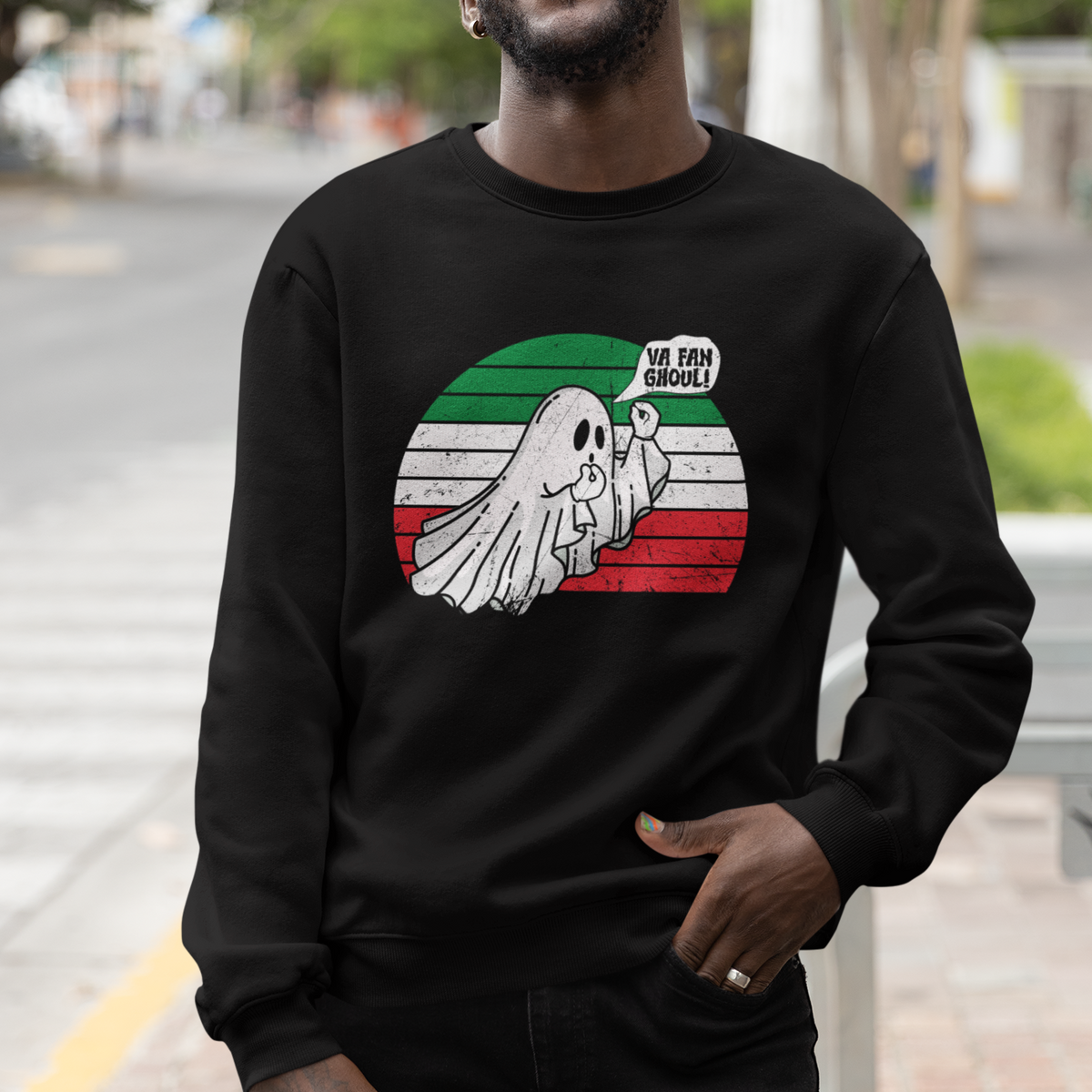 Italian Ghost Sweatshirt Va Fan Ghoul Retro Funny Halloween - Wonder Print Shop