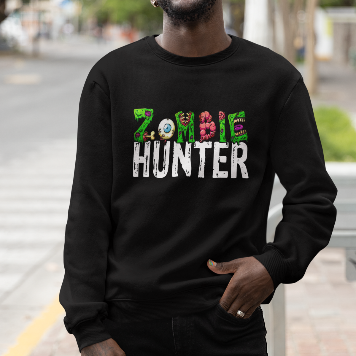 Zombie Hunter Eye Brain Hunting Halloween Costume Sweatshirt - Wonder Print Shop