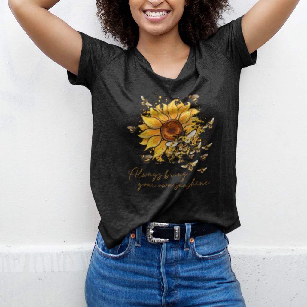 Sunflower Botanical Bee Always Bring Your Own Sunshine Cottagecore Honey Bee Bumble Bee Floral T-shirt For Women, Nature Lover Gift, Bug Insect T Shirt For Women - Wonder Print Shop