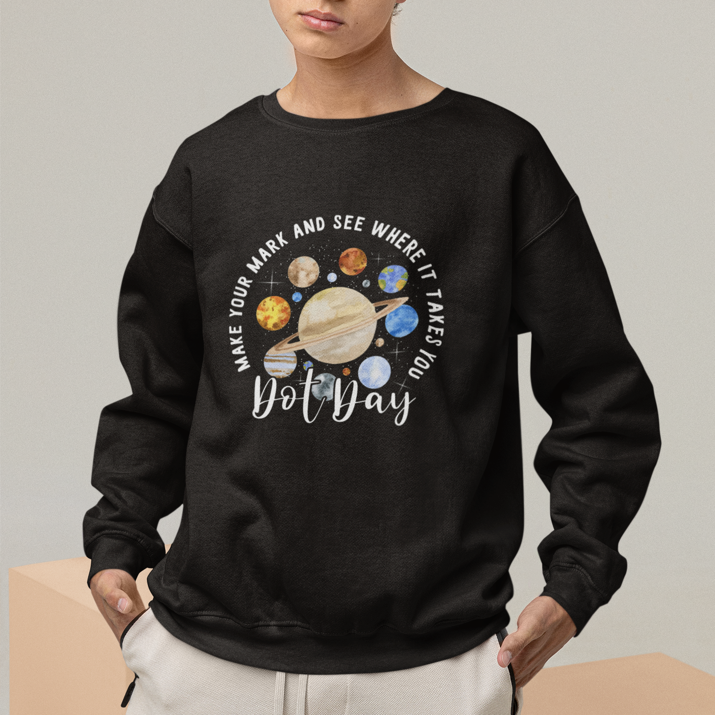 Dot Day Sweatshirt Polka Dot See Where It Takes You Universe Outer Space - Wonder Print Shop