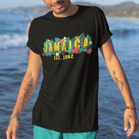 Jamaica T Shirt Jamaica Est 1962 Jamaican Flower Bird Travel Souvenir - Wonder Print Shop
