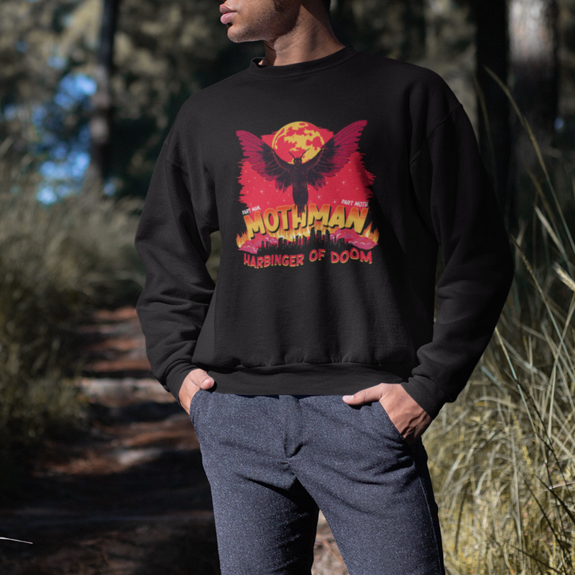 Mothman Harbinger of Doom! City Night Cryptid Creature Sweatshirt - Wonder Print Shop