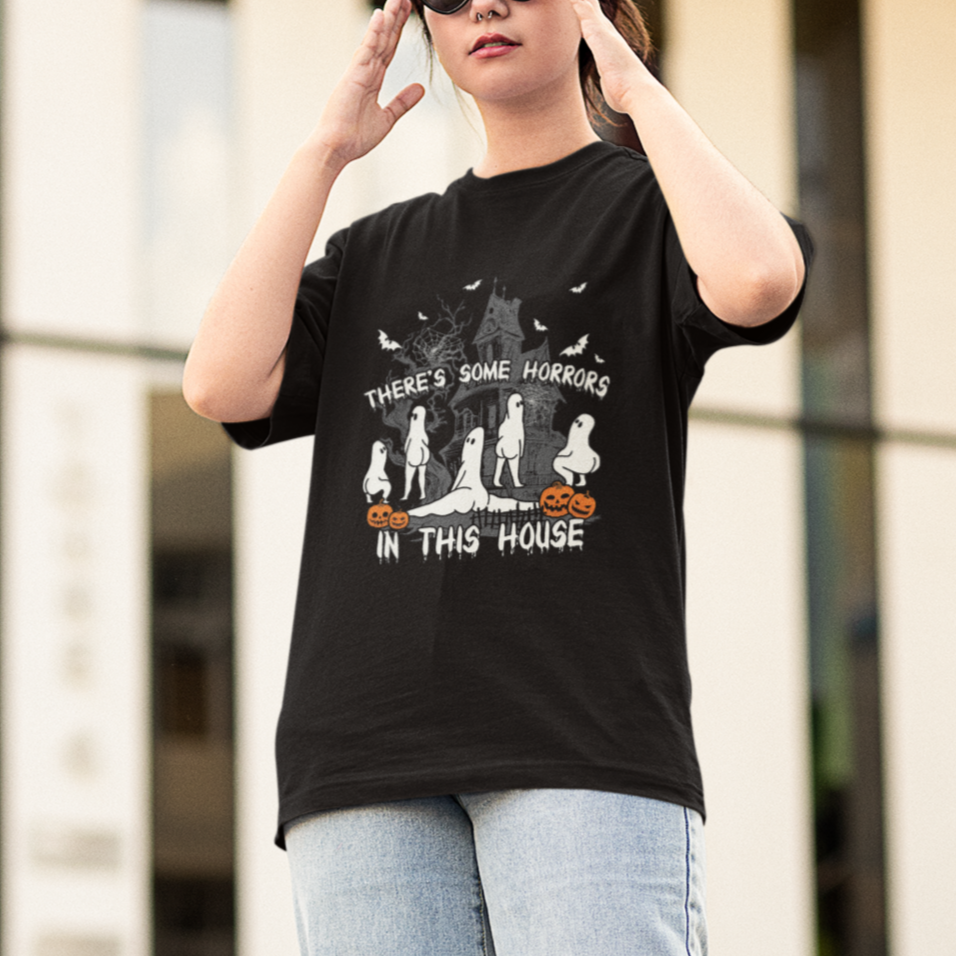Halloween T Shirt There's Some Horrors In This House Ghosts Pumpkin Halloween - Wonder Print Shop