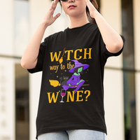 Halloween Witch T Shirt Witch Way To The Wine Halloween Drinking for Wiccan Witches - Wonder Print Shop