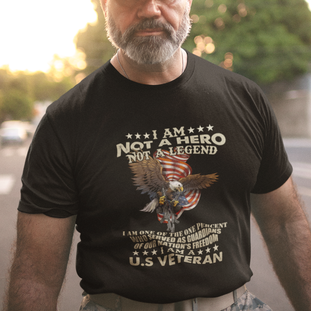 American Veteran T Shirt I Am Not A Hero Or Legend Bald Eagle - Wonder Print Shop