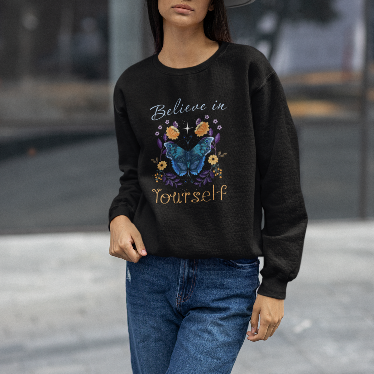 Moth Sweatshirt Celestial Mystic Cottagecore Floral Moth Believe In Yourself Boho Midnight Butterfly Astrology Astronomy Inspirational Shirt for Women, Moth T-shirt, Spirituality Shirt - Wonder Print Shop