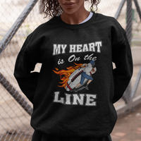Football Mom Sweatshirt My Heart Is On That Line Rugby Player - Wonder Print Shop