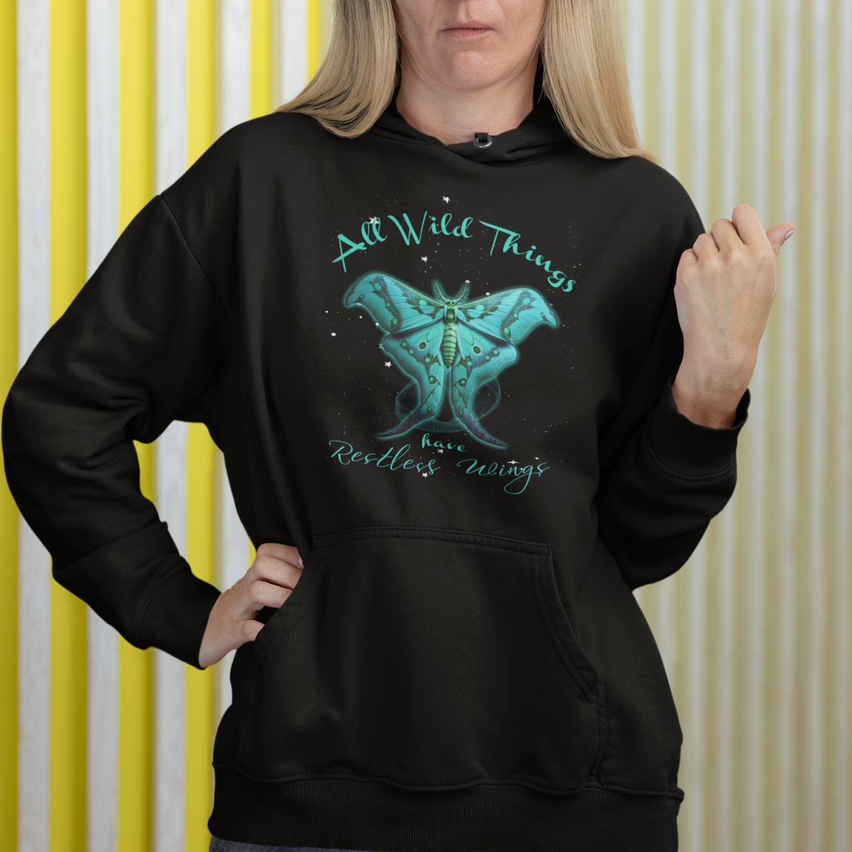 Moth Hoodie Boho Luna Moth Aesthetic All Wild Things Have Restless Wings Free Spirit Mystic Spiritual Moon Phases Nocturnal Actias Luna Shirt for Women, Moth T-shirt, Spirituality Shirt - Wonder Print Shop