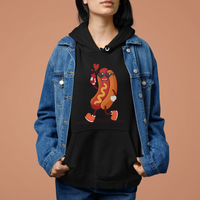 Valentine's Day Hoodie Heart Hot Dog Cute Sausage Bun Food Lover - Wonder Print Shop