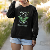 Moth Sweatshirt Mystical Moth Nature Is My Church Faith Moon Child Moonlight Religious Celestial Boho Hippie Floral Moth Spiritual Shirt for Womenm Moth T-shirt, Spirituality Shirt - Wonder Print Shop