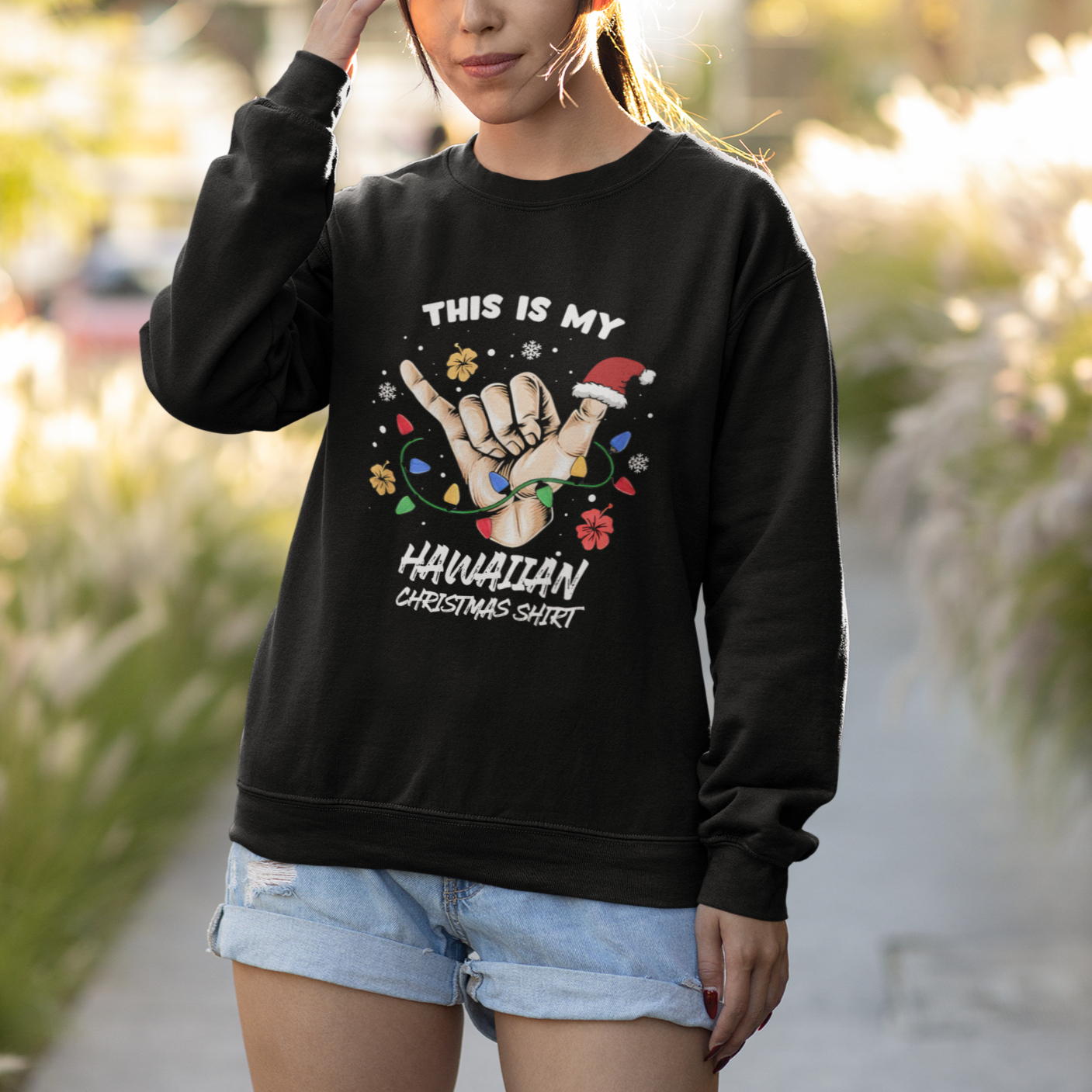 This Is My Hawaiian Christmas Shirt Tropical Xmas Hawaii Shaka Sweatshirt - Wonder Print Shop