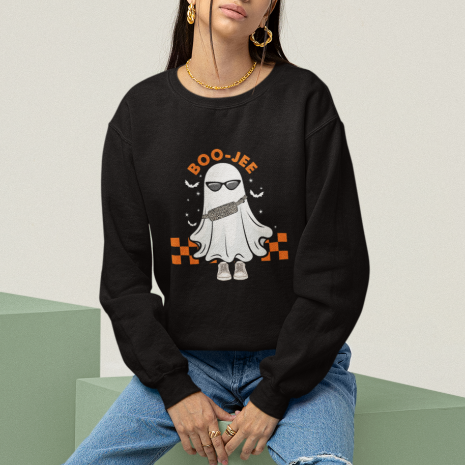 Halloween Boo Sheet Sweatshirt Cute Spooky Ghost Halloween Costume Boujee Boo-Jee - Wonder Print Shop