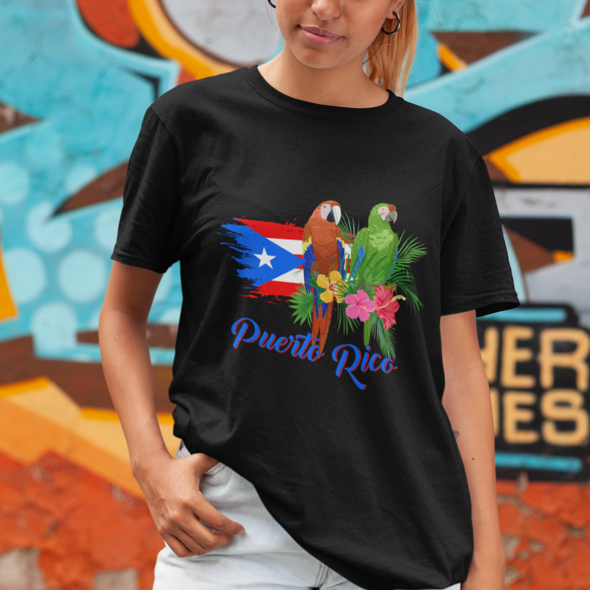 Puerto Rico T Shirt Puerto Rico Flag Native Parrots Hibicus Puerto Rican Boricua - Wonder Print Shop