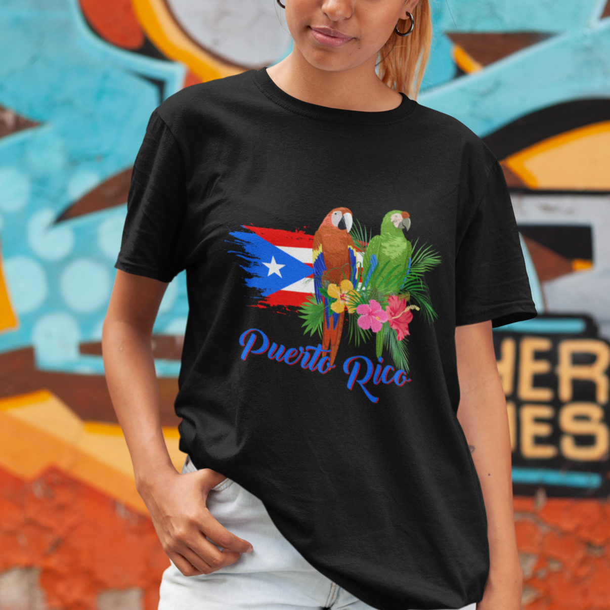 Puerto Rico T Shirt Puerto Rico Flag Native Parrots Hibicus Puerto Rican Boricua - Wonder Print Shop