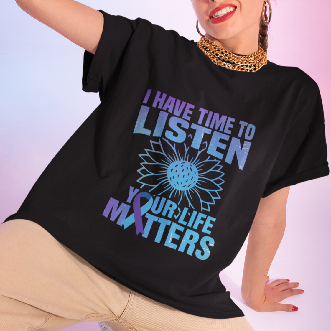 Suicide Prevention Awareness T Shirt I Have Time To Listen Flower Mental Health Suicide Awareness - Wonder Print Shop