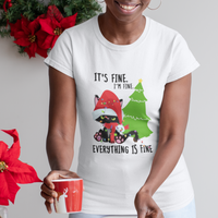 Black Cat Christmas T Shirt It's Fine I'm Fine Everything Is Fine - Wonder Print Shop