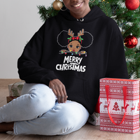 Christmas Mrs. Claus Peeking Santa African American Hoodie - Wonder Print Shop