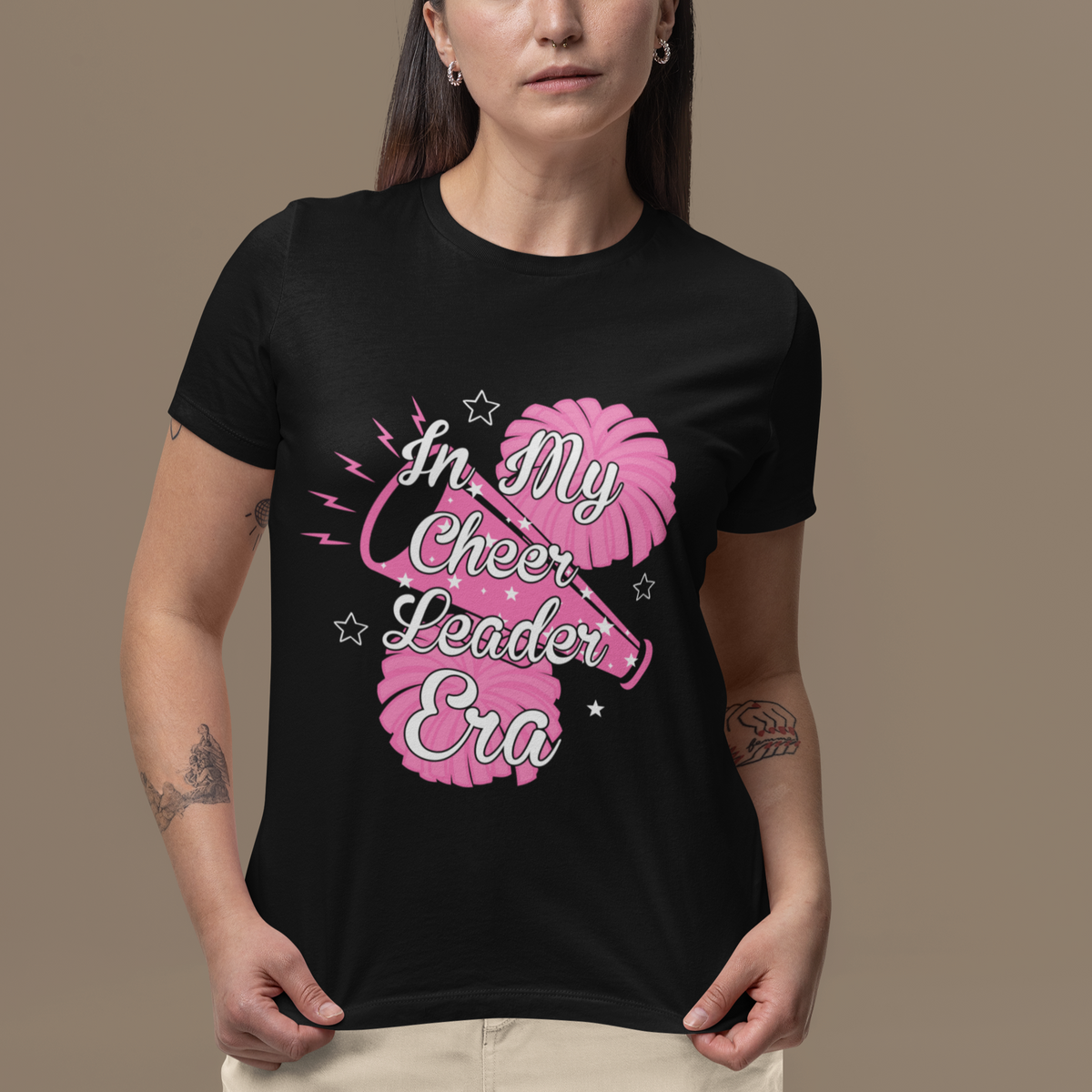 Funny Cheer Girls T Shirt For Women In My Cheer Leader Era Pink Pom Pom Cheerleading - Wonder Print Shop