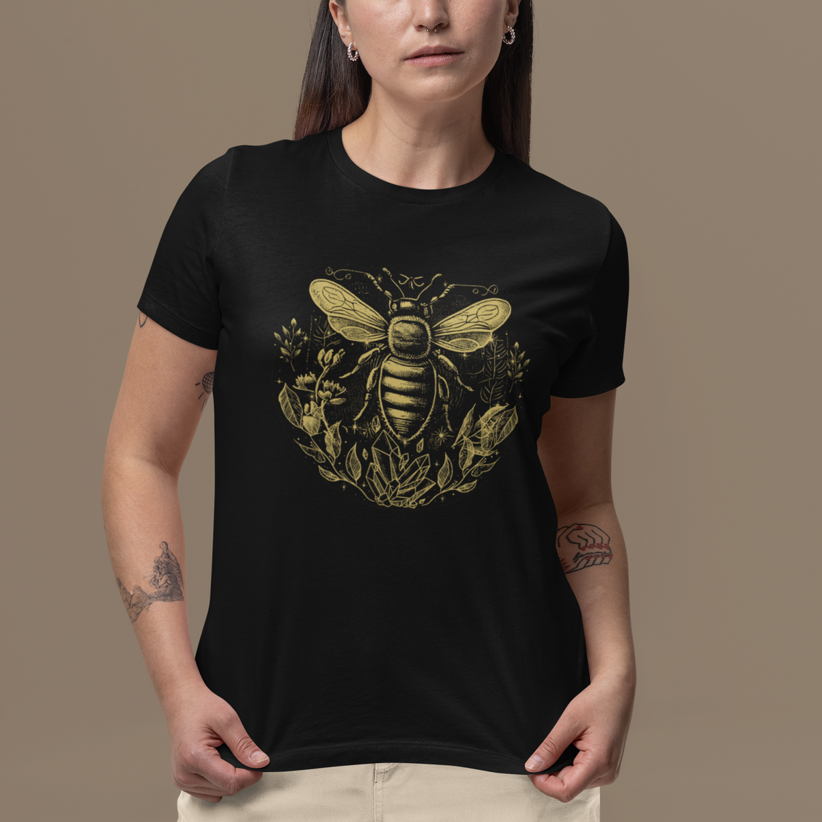 Dark Academia Celestial Bee Shirt Vintage Cottagecore Nature Inspired Honey Bee T-Shirt for Women, Bee Lover Gifts for Insect Lover T Shirt For Women - Wonder Print Shop