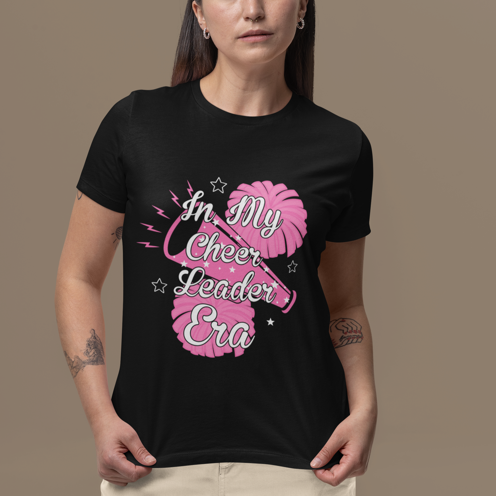 Funny Cheer Girls T Shirt For Women In My Cheer Leader Era Pink Pom Pom Cheerleading - Wonder Print Shop