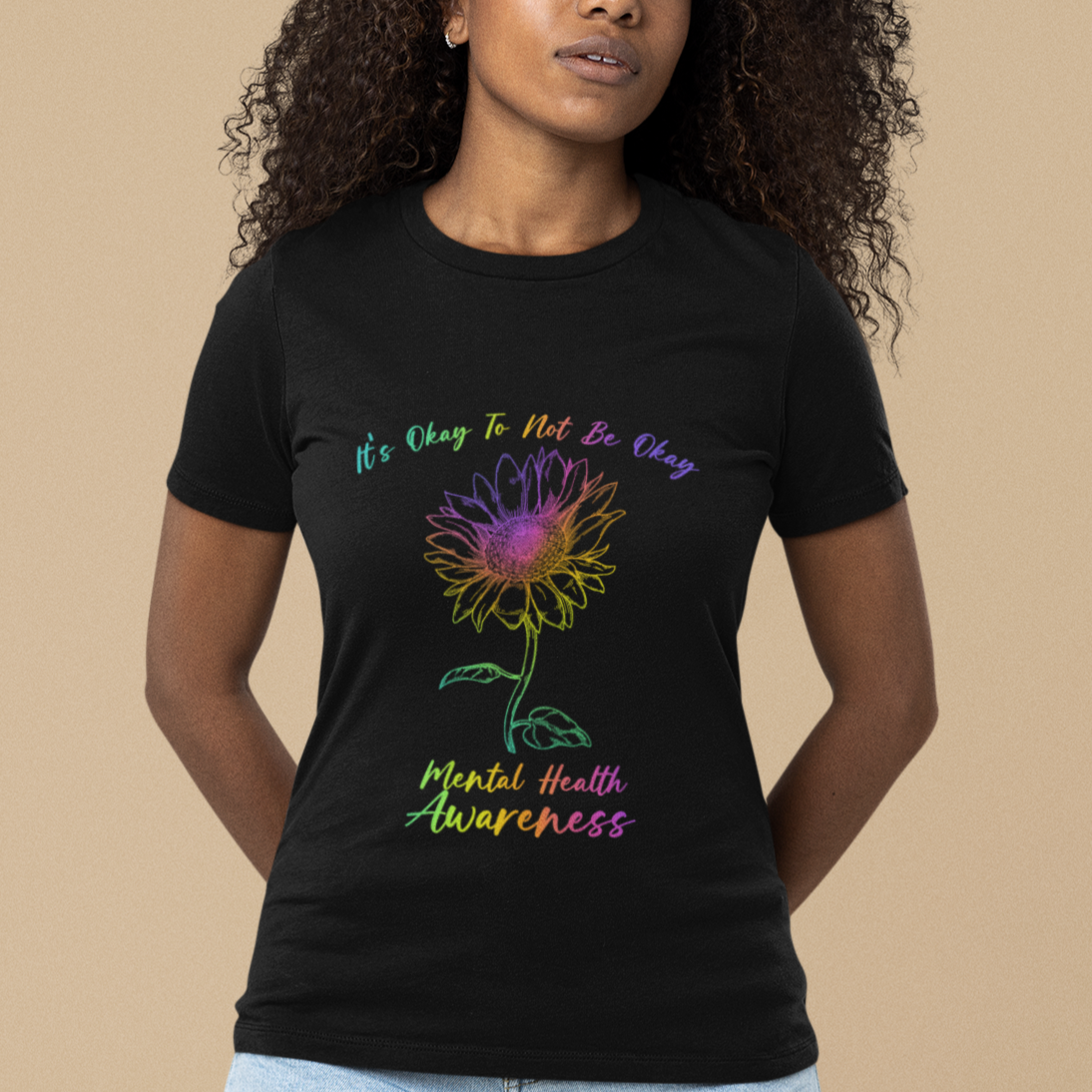 Mental Health Matters It's Okay To Not Be Okay Sunflower Awareness T Shirt - Wonder Print Shop